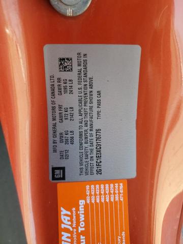 2G1FC1E3XC9176776 - 2012 CHEVROLET CAMARO LT ORANGE photo 12