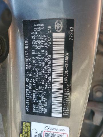 4T1BE30K06U679858 - 2006 TOYOTA CAMRY LE GRAY photo 12