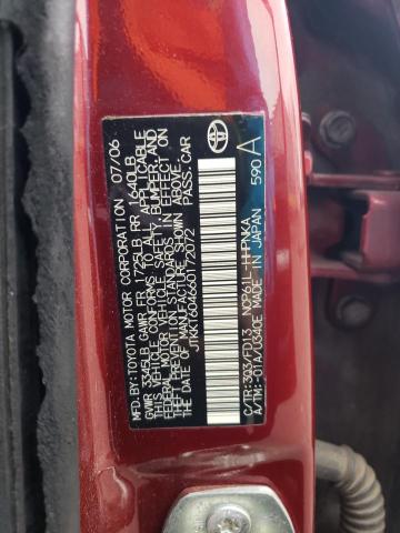 JTKKT604660172072 - 2006 TOYOTA SCION XA RED photo 12