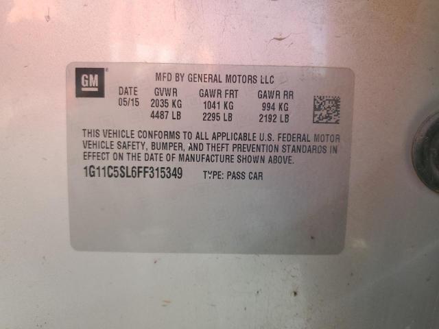 1G11C5SL6FF315349 - 2015 CHEVROLET MALIBU 1LT 银色 照片 12