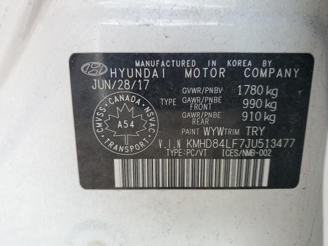 KMHD84LF7JU513477 - 2018 HYUNDAI ELANTRA SEL WHITE photo 13