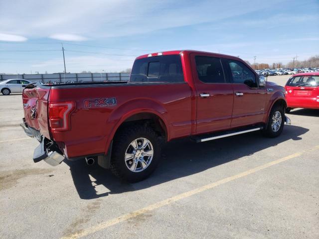 1FTFW1EG5GFD61655 - 2016 FORD F150 SUPERCREW RED photo 3