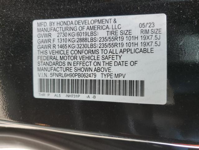 5FNRL6H90PB062479 - 2023 HONDA ODYSSEY ELITE Negro foto 12