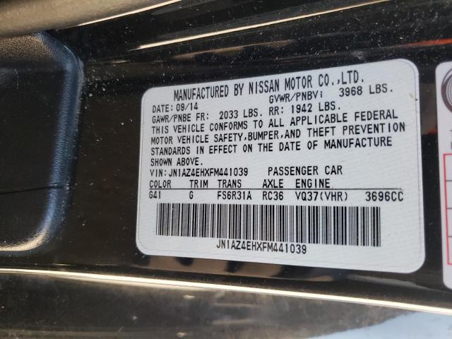 JN1AZ4EHXFM441039 - 2015 NISSAN 370Z BASE BLACK photo 12