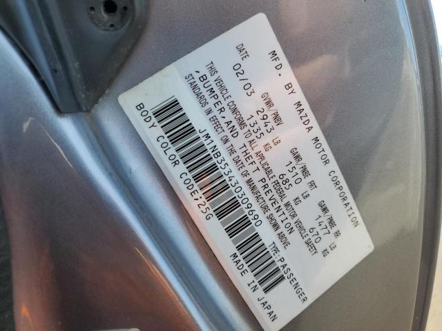 JM1NB353430309690 - 2003 MAZDA MX-5 MIATA BASE SILVER photo 12