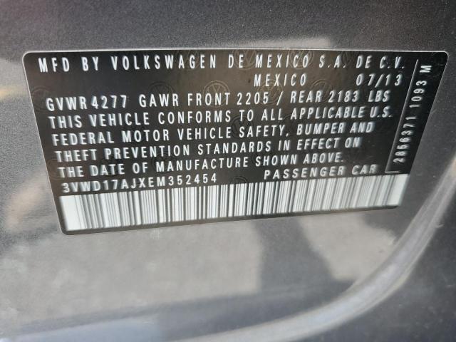 3VWD17AJXEM352454 - 2014 VOLKSWAGEN JETTA SE GRAY photo 12
