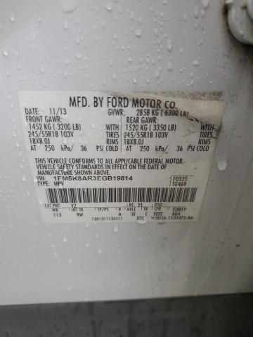 1FM5K8AR3EGB19814 - 2014 FORD EXPLORER POLICE INTERCEPTOR أبيض صورة 13