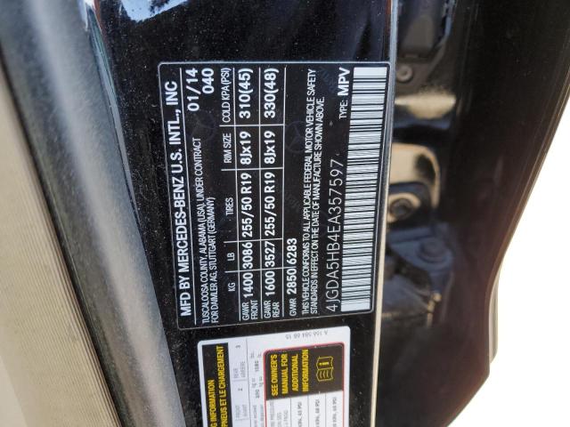 4JGDA5HB4EA357597 - 2014 MERCEDES-BENZ ML 350 4MATIC BLACK photo 13