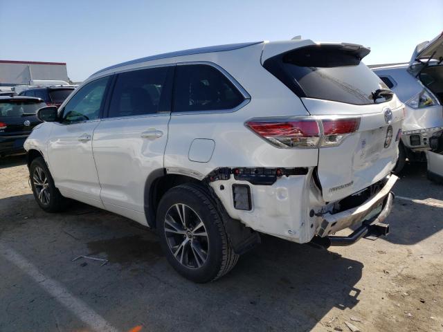 5TDKKRFH2GS164605 - 2016 TOYOTA HIGHLANDER XLE WHITE photo 2