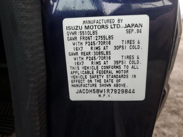 JACDH58W1R7929844 - 1994 ISUZU TROOPER LS BLUE photo 13