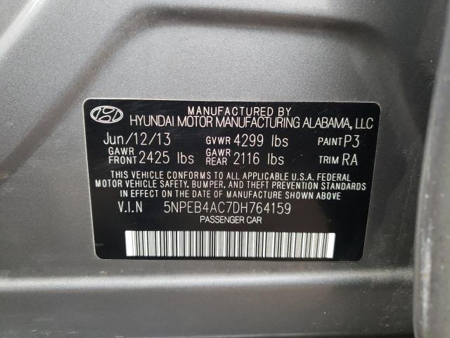 5NPEB4AC7DH764159 - 2013 HYUNDAI SONATA GLS GRAY photo 13