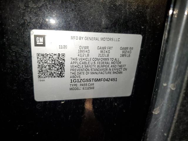 1G1ZG5ST6MF042451 - 2021 CHEVROLET MALIBU RS BLACK photo 13