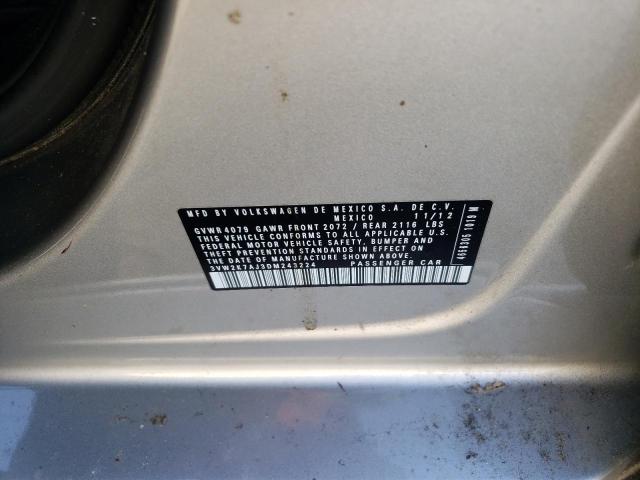 3VW2K7AJ3DM243224 - 2013 VOLKSWAGEN JETTA BASE Արծաթագույն լուսանկար 12