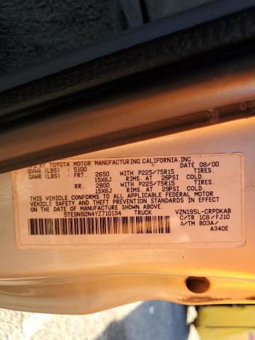 5TESN92N4YZ710134 - 2000 TOYOTA TACOMA XTRACAB PRERUNNER 银色 照片 12