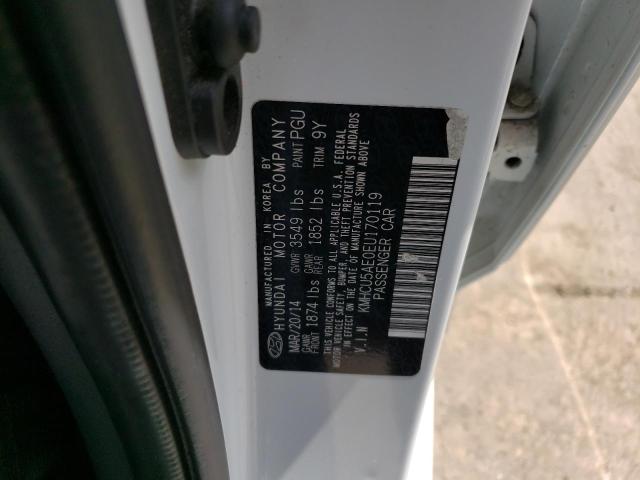 KMHCU5AE0EU170119 - 2014 HYUNDAI ACCENT GLS WHITE photo 12