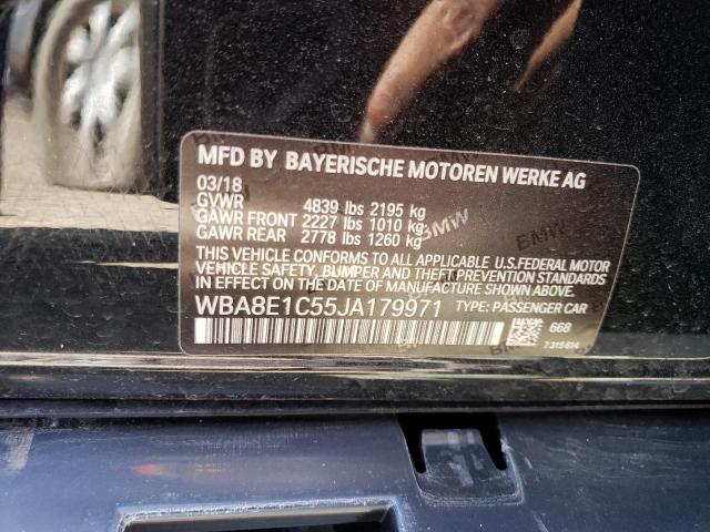 WBA8E1C55JA179971 - 2018 BMW 330E BLACK photo 12