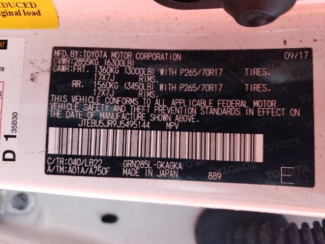 JTEBU5JR9J5495144 - 2018 TOYOTA 4RUNNER SR5/SR5 PREMIUM 白色 照片 14