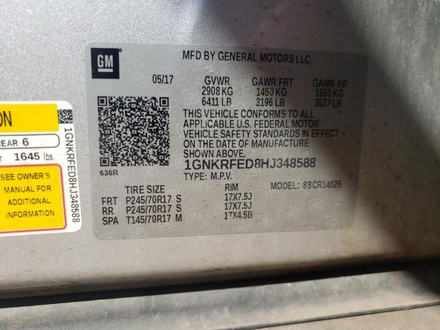 1GNKRFED8HJ348588 - 2017 CHEVROLET TRAVERSE LS SILVER photo 13