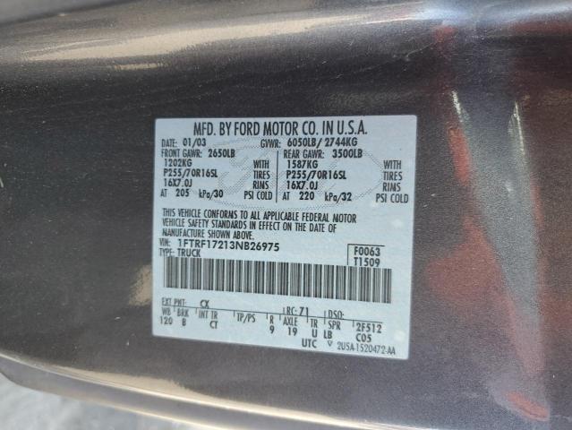 1FTRF17213NB26975 - 2003 FORD F150 GRAY photo 12