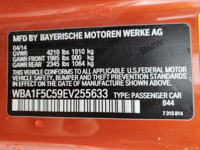 WBA1F5C59EV255633 - 2014 BMW 228 I ORANGE photo 12