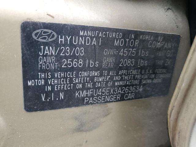 KMHFU45EX3A263634 - 2003 HYUNDAI XG 350 BEIGE photo 12