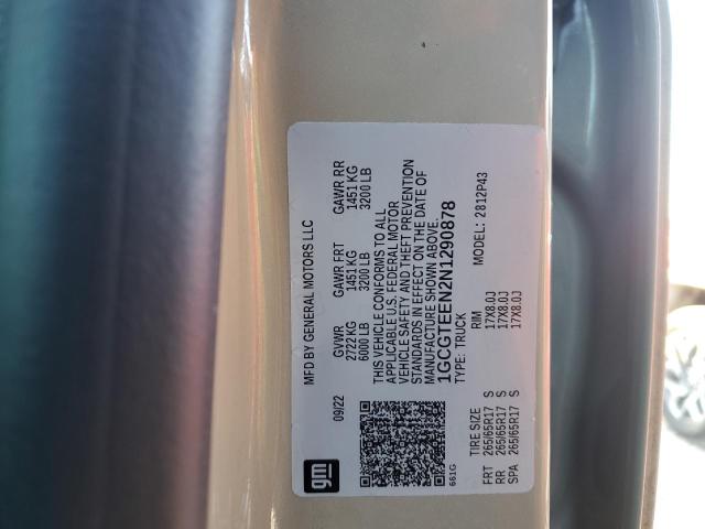 1GCGTEEN2N1290878 - 2022 CHEVROLET COLORADO ZR2 BEIGE photo 12