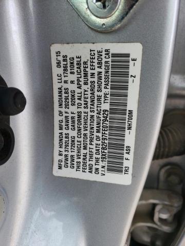 19XFB2F97FE079429 - 2015 HONDA CIVIC EXL SILVER photo 12