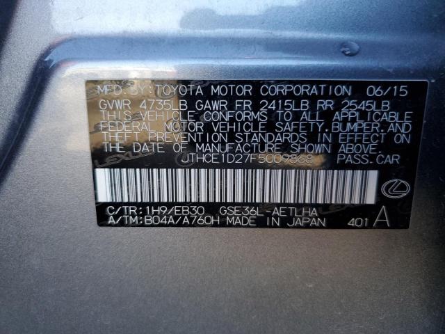 JTHCE1D27F5009868 - 2015 LEXUS IS 350 GRAY photo 12