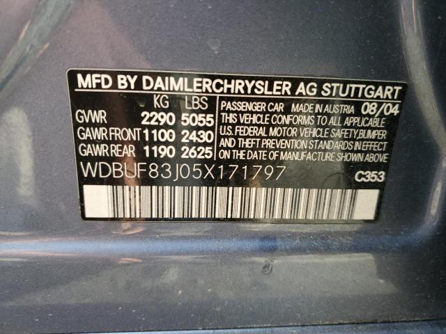 WDBUF83J05X171797 - 2005 MERCEDES-BENZ E 500 4MATIC BLUE photo 12