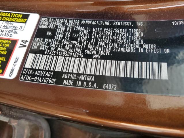 4T3ZE11A09U018819 - 2009 TOYOTA VENZA BROWN photo 14