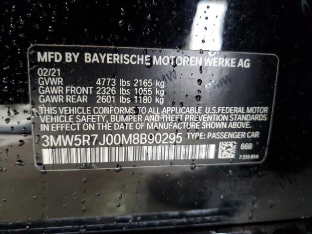 3MW5R7J00M8B90295 - 2021 BMW 330XI BLACK photo 12