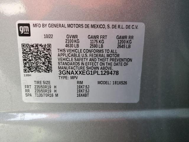 3GNAXXEG1PL129478 - 2023 CHEVROLET EQUINOX PREMIER GRAY photo 12