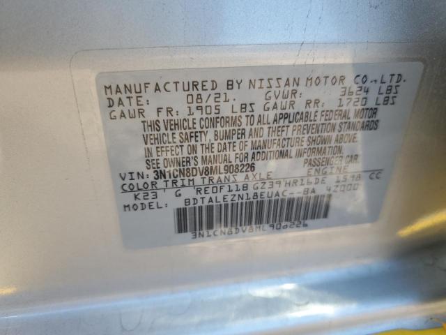 3N1CN8DV8ML908226 - 2021 NISSAN VERSA S SILVER photo 12