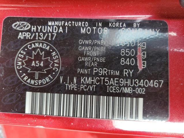 KMHCT5AE9HU340467 - 2017 HYUNDAI ACCENT SE RED photo 12