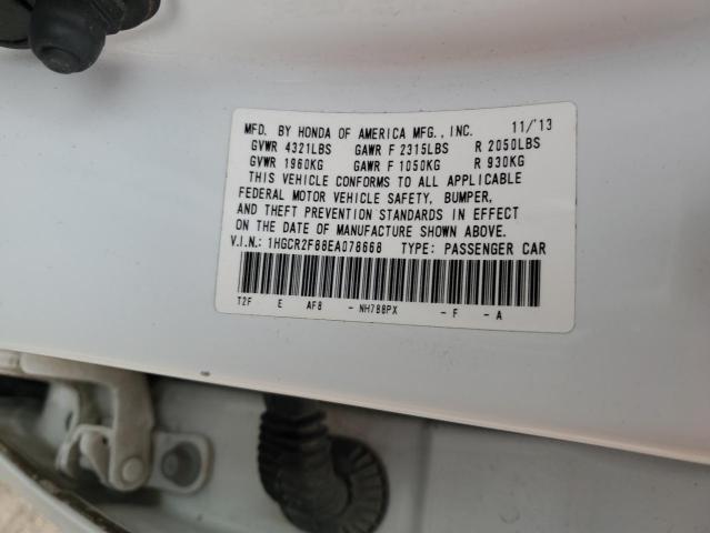 1HGCR2F88EA078668 - 2014 HONDA ACCORD EXL WHITE photo 13