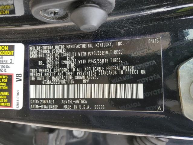4T3BA3BB5FU071107 - 2015 TOYOTA VENZA LE BLACK photo 13