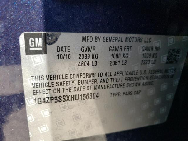 1G4ZP5SSXHU156304 - 2017 BUICK LACROSSE ESSENCE ლურჯი ფოტო 12