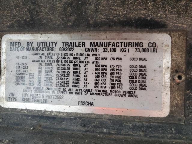 1UYFS2539P5773602 - 2023 UTILITY TRAILER SILVER photo 10