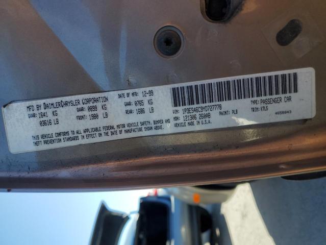 1P3ES46C9YD727778 - 2000 PLYMOUTH NEON BASE 棕色 照片 12