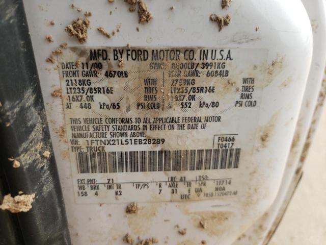 1FTNX21L51EB28289 - 2001 FORD F250 SUPER DUTY WHITE photo 12