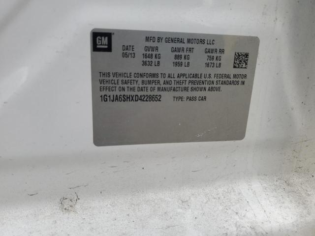 1G1JA6SHXD4228652 - 2013 CHEVROLET SONIC LS WHITE photo 12