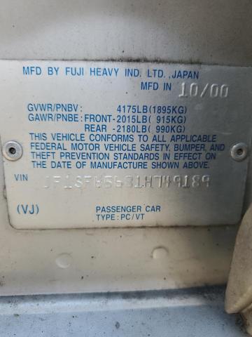 JF1SF65681H749189 - 2001 SUBARU FORESTER S SILVER photo 13