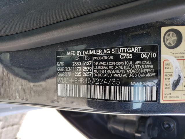 WDDHF8HB4AA224735 - 2010 MERCEDES-BENZ E 350 4MATIC GRAY photo 12