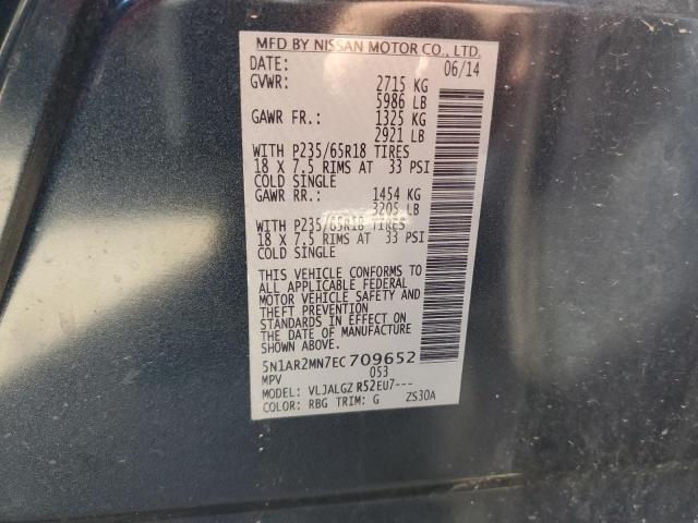 5N1AR2MN7EC709652 - 2014 NISSAN PATHFINDER S BLUE photo 14