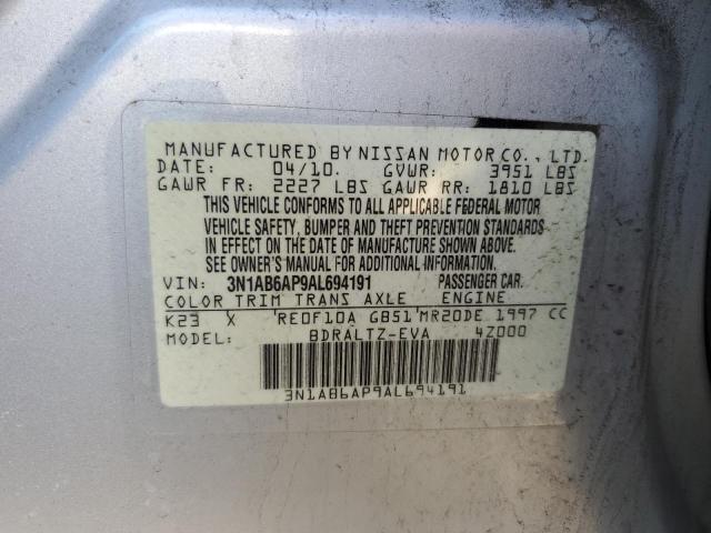 NJ027D - 2010 NISSAN SENTRA 2.0 SILVER photo 12