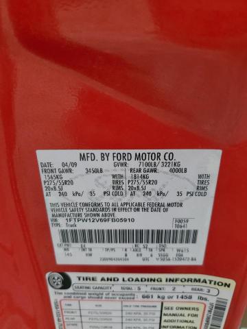 1FTPW12V69FB05910 - 2009 FORD F150 SUPERCREW RED photo 13