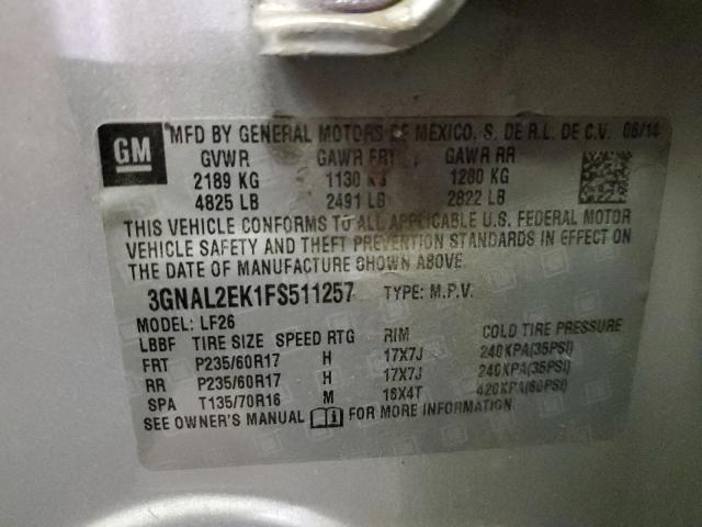 3GNAL2EK1FS511257 - 2015 CHEVROLET CAPTIVA LS 银色 照片 12