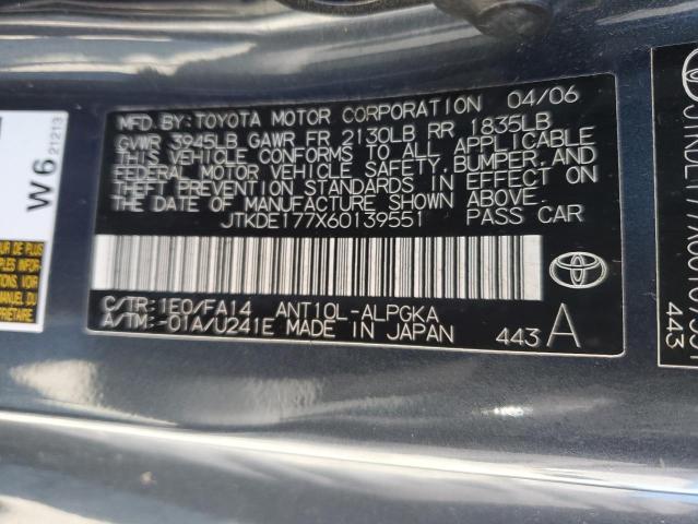 JTKDE177X60139551 - 2006 TOYOTA SCION TC გრაფიტი ფოტო 12