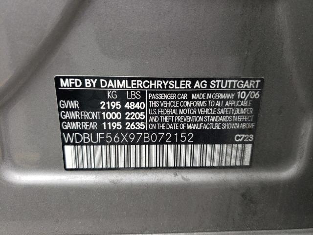 WDBUF56X97B072152 - 2007 MERCEDES-BENZ E 350 GRAY photo 12