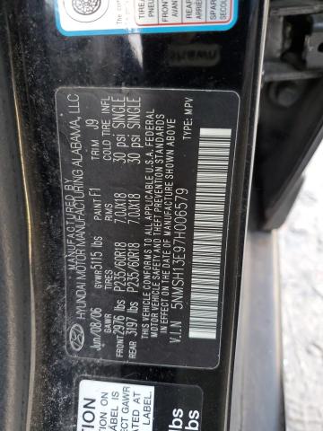 5NMSH13E97H006579 - 2007 HYUNDAI SANTA FE SE BLACK photo 13